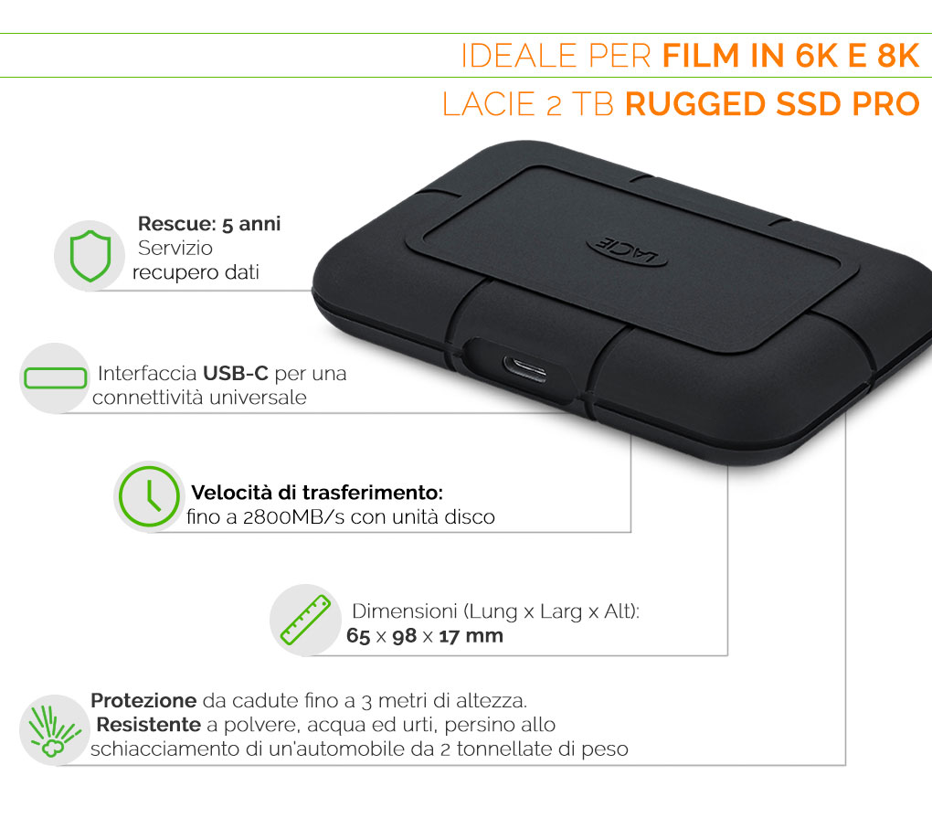 LaCie Rugged SSD PRO ideale per video in 6K e 8K